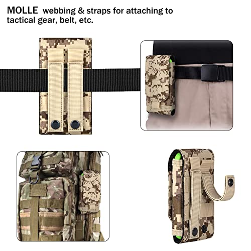 Tactical Molle Phone Holster Pouch, Universal Belt Waist Bag for iPhone 18 Pro Max/17 Pro/17/16 Pro Max/15 Pro Max/14 Pro Max/13, Samsung S26 Ultra/S25/S24, Size L - color: Desert Camo(1 Pack)