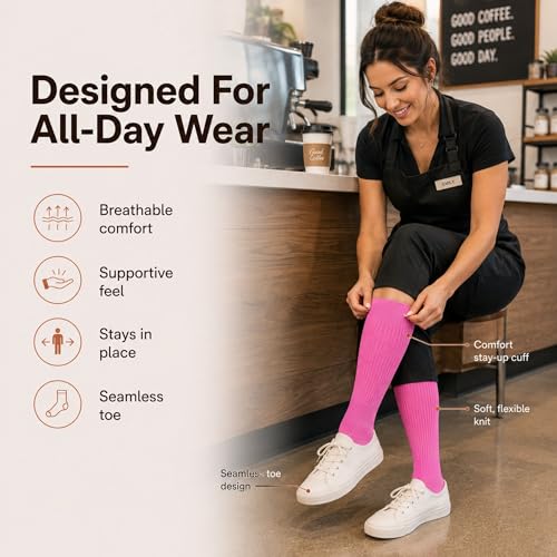 CopperJoint Compression Socks for Women & Men, Pink, XLarge, 2 Pairs - color: Pink, size: X-Large