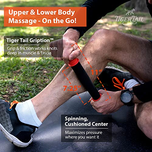 Tiger Tail Bundle: 11in Portable Massage Stick Portable Roller + The Big One Foam Roller + The Stretchy Tiger 80" Stretch/Yoga Strap
