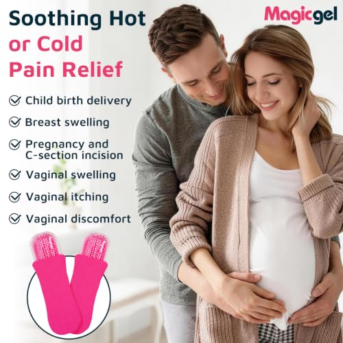 Magic Gel Perineal Cooling Pads for Postpartum, 2 Reusable Ice Packs & 2 Washable Covers, Hot & Cold Perineal Ice Packs, Ice Pack Pads for Hemorrhoid Relief, C-Section Recovery & Perineal Cold Therapy