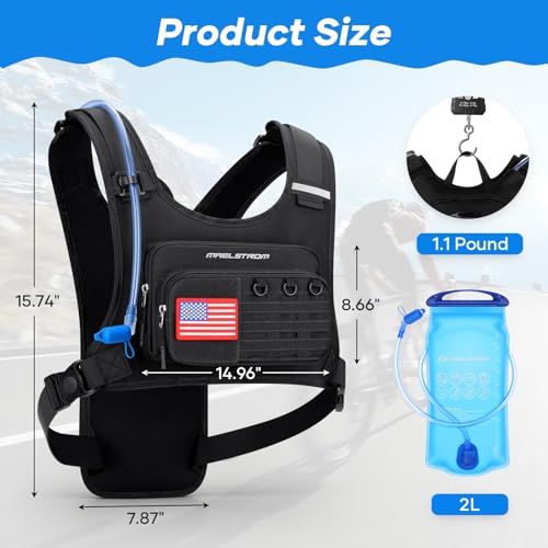 Maelstrom Hydration Running Vest with 2L Water Bladder for Men Women - color: Black