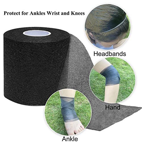 ADMITRY Pre Wrap Tape Athletic,3 Rolls X 22 Yards Black Prewrap - color: Pre Wrap Athletic Tape Black(foam)-3 Rolls