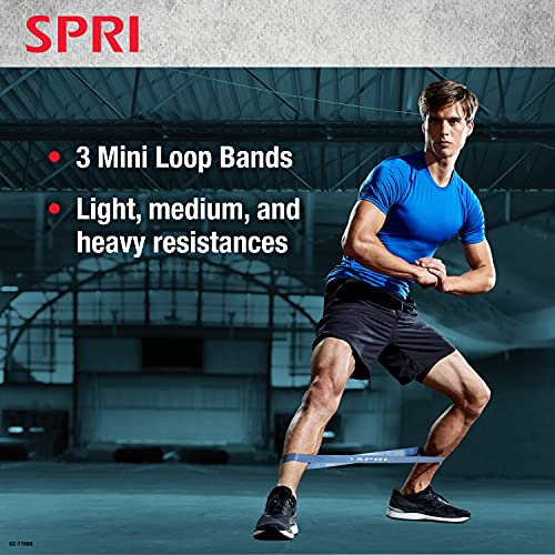 SPRI Mini Loop Bands Kit, Set of 3 - Light, Medium, Heavy Resistance Bands for Lower Body Workouts, Toning Muscles, and Exercise - size: (Pack of 36)