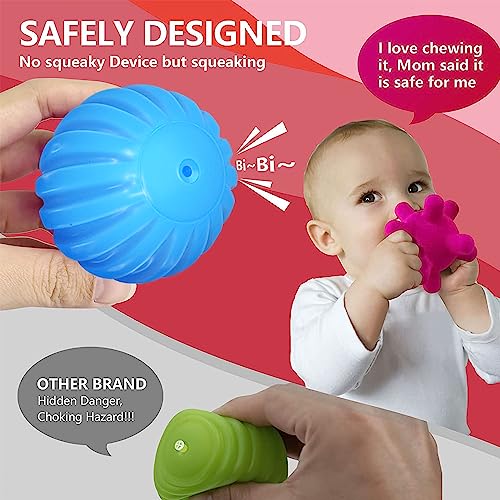 Baby Balls, 4 Pack Textured Multi Ball Set for Babies 3 Months+ - color: Vibrant Easy-Grip Balls