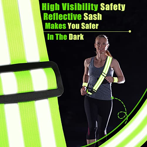 Saintrygo 6 Pcs Reflective Sash for Walking at Night Reflective Strap Arm Band High Visibility Belt Safety Ankle Strap for Visibility Vest Clothing Running Gear - color: Fluorescent Pink