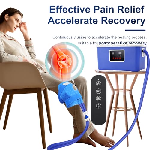 Cold Therapy Knee Ice Machine for After Surgery, Portable Cooling Therapy Device with Adjustable Timer, Supports All-Night Continuous Working, Ideal for Knee/Ankle/Shoulder/Waist Relief
