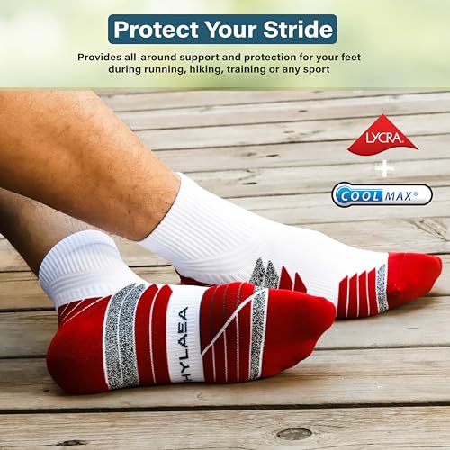 Hylaea Mens Quarter Running Socks for Athletic with Cushion Wicking Coolmax - color: Deep Blue Dark Green Red 3 Pairs, size: X-Large
