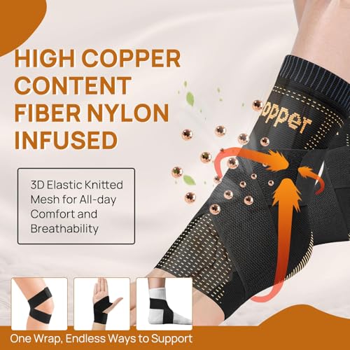 Ultra-Breathable Copper Ankle Braces Adjustable Compression Support, Small - color: Black01, size: Small