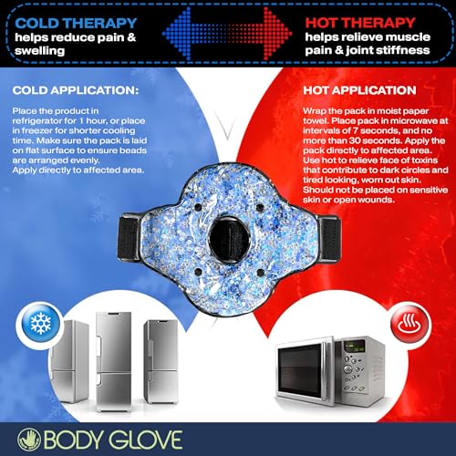 Body Glove Ice Packs for Injuries Reusable Knee Ice Pack Wrap, 2 in 1 Hot and Cold Pain Relief Microwavable Gel Beads Knee Wrap