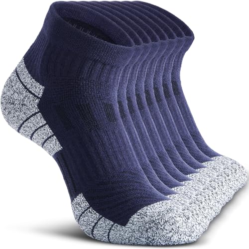Compression Ankle Socks - Cozy Cushioned Hiking Running for Men Women - Thick Warm Durable - color: Navy Blue, size: Large