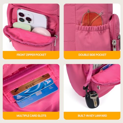 Telena Water Bottle Holder with Strap RFID Crossbody Bags for Women - color: Hot Pink