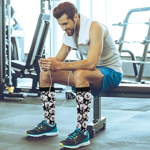 Wusikd Heartbeat Symbol Compression Socks for Women and Men Circulation Black Long Socks for Athletic Running 1 - color: Husky