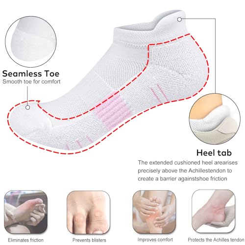 cuangya Ankle Socks Women Athletic Running Cushion Low Hiking Sock 5-6 Pair - color: 6 Pairs Mutil-color, size: 5-8