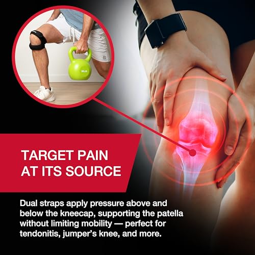 MUELLER Sports Medicine Adjustable Max Knee Single Strap for Men and Women, Compression & Pain Relief Support for Osgood-Schlatter's, Runner's Knee, Patellar Tendinitis, Black - size: One Size (Pack of 1)