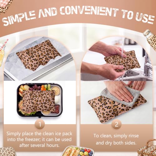 VIHOSE 2 Pcs Ice Packs for Lunch Box Bag - color: Brown, style: Leopard Print