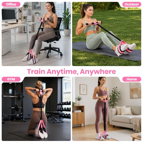 Rojvvec Pedal Resistance Bands with Handles, 55LBS Exercise Band for Women - color: Pink-Black