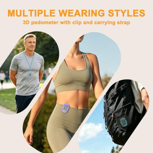 AVTREK 3D Step Counter Clip On with LED Backlight Pocket Pedometer for Walking Outdoor Activities Fitness Tracker Without Smartphone - color: purple