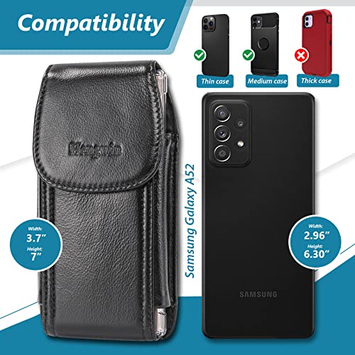 Real Leather Cell Phone Holster Belt Holder Belt Clip Pouch Case - color: Black