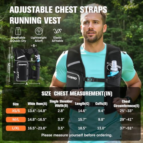 Running Vest for Women Men, Running Hydration Vest with 500ML Soft Flask - size: Large - Extra Large