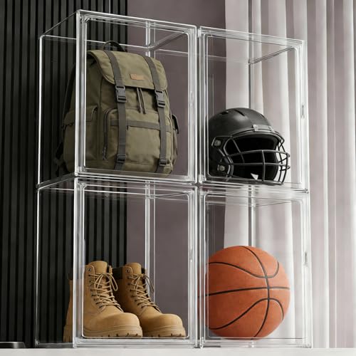Extra Large 17.7" x 13" x 13" Clear Stackable Storage Bins, Magnetic Lid - size: XXX-Large