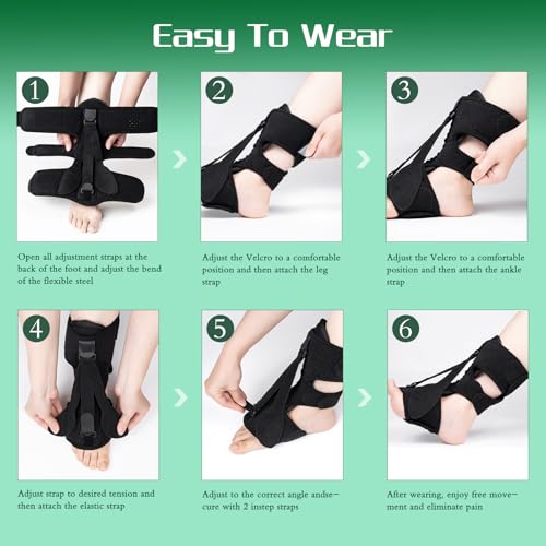 CARELIVING 1 Pack Plantar Fasciitis Night Splint Upgrade Foot Brace Plantar Fasciitis Relief Splint Fit Women Men Adjustable Orthotic Stretcher Support Relief Foot Drop Achilles Tendonitis Day&Night