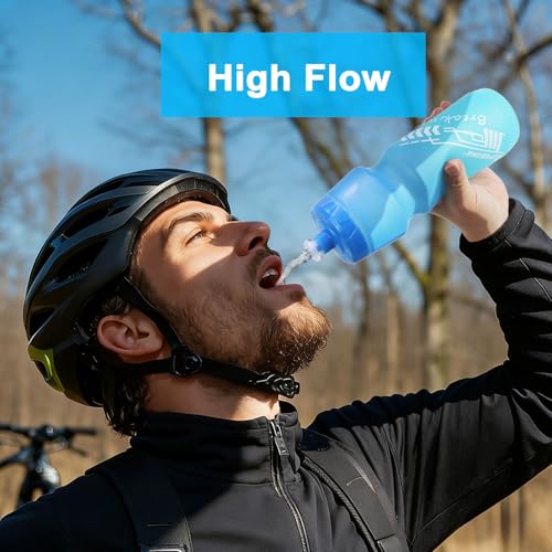 Mtb Bike Water Bottle 750ml Leakproof Squeeze, Dishwasher Safe - color: Black/White+Blue/Green, size: 2‑Pack