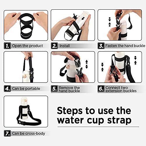 EasyAcc Water Bottle Holder Strap Sling, for Owala FreeSip 24 32 40 oz, Hydro Flask, Cirkul, Yeti, Stanley Flip, Universal Water Bottles, with Carabiner, for Walking Curise Travel (Bottle Excluded) - color: Fully Black