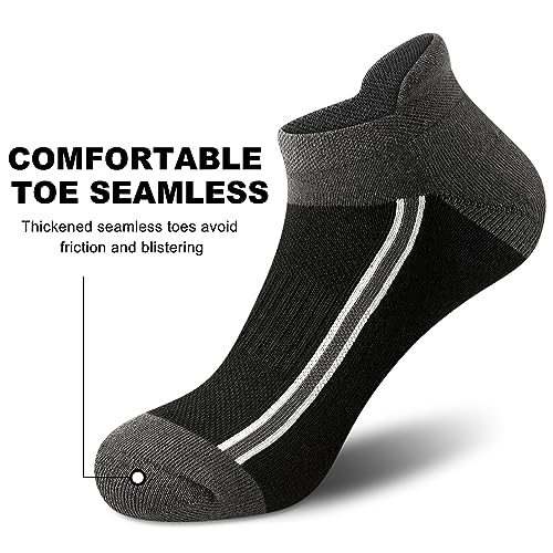 Gonii Men's Running Athletic Ankle Socks - Thick Cushioned Low Cut Socks - color: 5 Pairs Quotidian, size: 12-15
