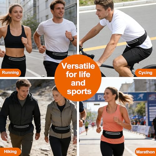 Slim Running Belt for Women Men,Phone Holder Waist Pack,Runners Fanny Pack - color: Black