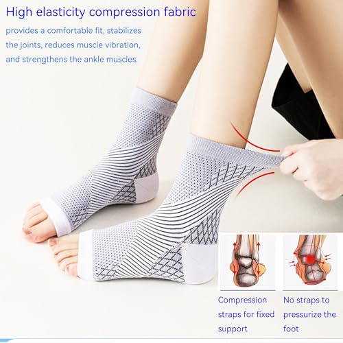 3Pairs Upgrade Neuropathy Socks for Men Women - 20-30 mmHg Soothe Relief Compression Socks - Open Toe Elastic Sock