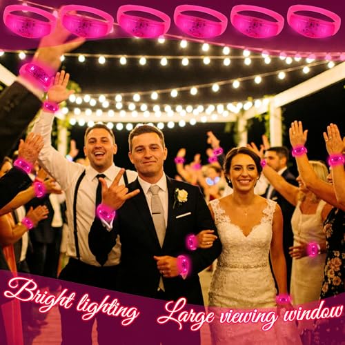 150 Pcs LED Glow Bracelets Sound Activated Light Up Bracelets for Adults Glow in the Dark Party Supplies Birthday Party Favors for Christmas, Halloween, Rave, New Year, Concert - color: Pink