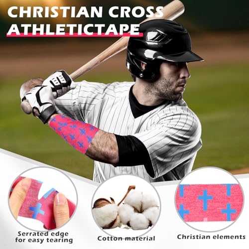 TrelaCo 1 Pcs Cross Wrist Tape Christian Athletic Tape, Rose Red - color: Rose Red