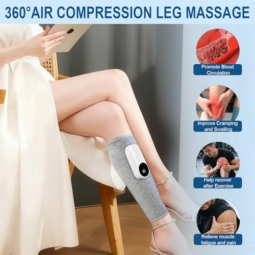 Leg Massager for Pain Relief and Circulation,Calf Air Compression Massager - color: Gray