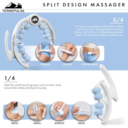 Anti Cellulite Roller & Lymphatic Drainage Massager | Deep Tissue Fascia Blaster & Muscle Roller | Tool for Sore Arms, Legs, Shoulders, Stomach & Buttocks (Blue) - color: Blue