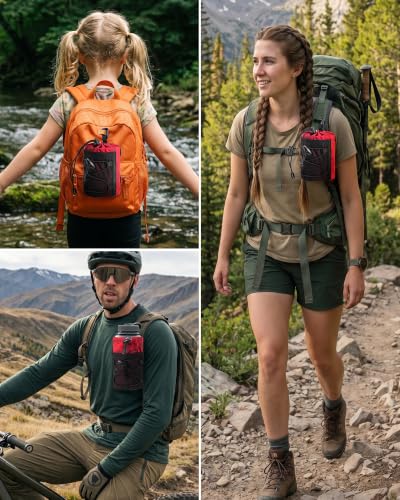 HowFly Water Bottle Holder for Backpack Molle Water Bottle Pouch Bag - color: Red Camo