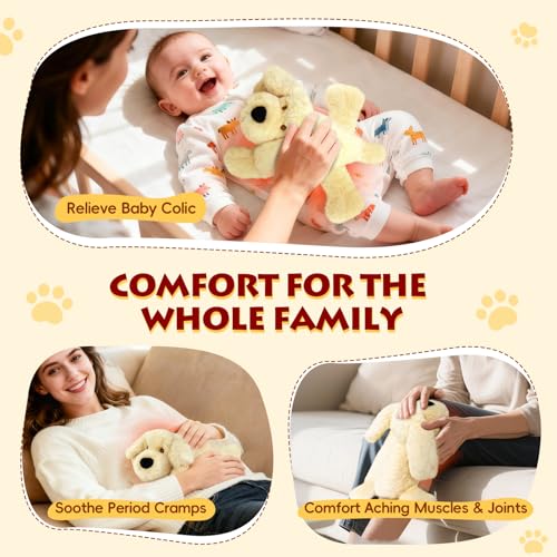 Microwave Heating Pad for Pain Relief, Microwavable Stuffed Animal - style: Golden Retriever Dog