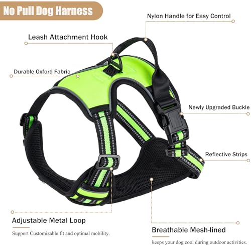 Dog Harness, No Pull Pet Vest for Large Dog, Easy On & Off, Green, X-Large - color: Green, size: X-Large