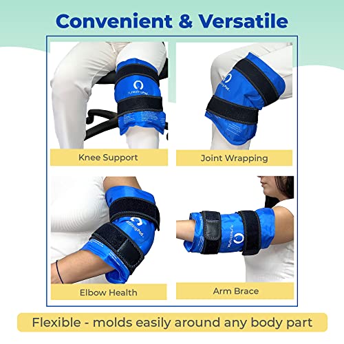 Reusable Knee Gel Pack with Elastic Straps - Gel Ice Pack for Knee, Joint, Elbow and Arm - Flexible Cold Packs for The Whole Family - Soft Ice Pack for Versatile Wrap and Convenient Use - 1 Pack Blue - style: Knee Gel Ice Pack