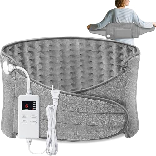COCOBELA Heating Pad for Back, 12x24 Pad+20" Belt, Gray, Men & Women Gift - color: Gray