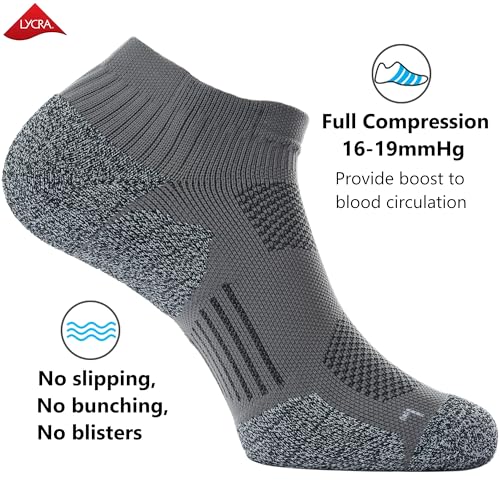 CWVLC Cushioned Athletic Ankle Compression Socks for Women Men 3/6 Pairs - color: 3-pairs Charcoal, size: Large