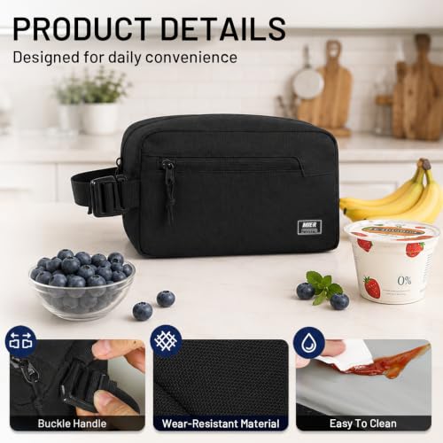 MIER Small Freezable Snack Bags Frozen Mini Cooler with 2 Gel Packs, Black - color: Black