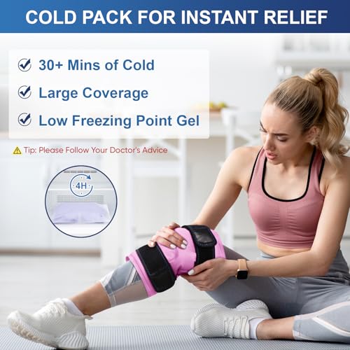 APEXUP Ice Pack for Knee Pain Relief, Large Reusable Wrap After Surgery, Flexible Gel Cold Pack for Injuries, Pain Relief for Back, Shoulder, Elbow, Ankle and Leg (Pink, XXL, 2PK) - size: 2X-Large-2PK, style: Pink