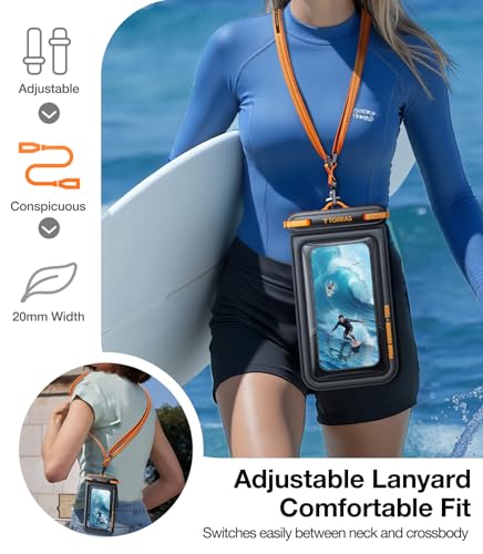 TORRAS IP68 Waterproof Phone Pouch Floating with Double Space 7.0", Black - color: Black