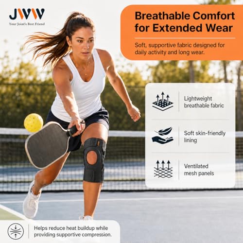 JWW ELITE Knee Brace for Men and Women, Open Patella, Knee Pain Relief, L - size: Large