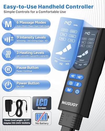 Air Compression Leg Massager with Heat for Foot & Calf Fast Recovery