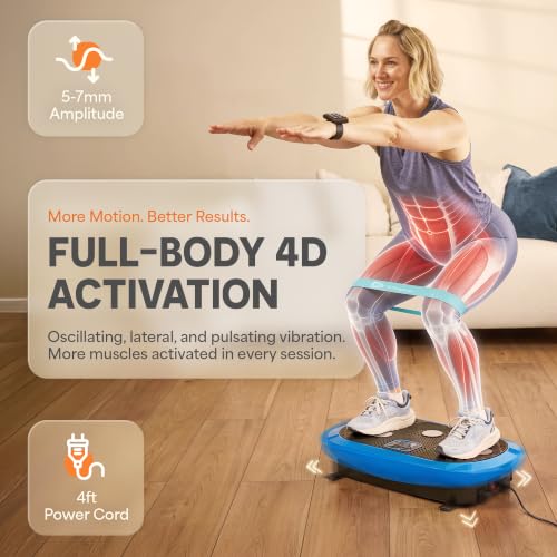 Lifepro Rumblex 4D Vibration Plate Exercise Machine with 7 Training Modes - color: Blue, size: Plus Mini