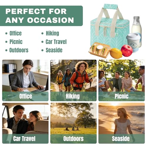 VENO 2 Pack Insulated Lunch Bags, 12 Can, Water-Resistant, Evergreen - color: Evergreen, size: 10.63"W x 8"H x 6.7"D - 2 Pack