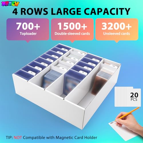 Trading Card Storage Box, 4 Row 3200 Count Collector Cards Box with Divider - size: 1 piece 13in for Toploader