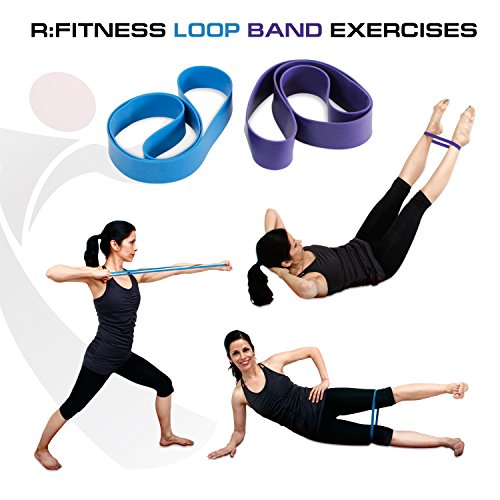 Furinno RFitness Professional Loop Stretch Latex Exercise Band - color: Blue & Purple, size: Set of 4