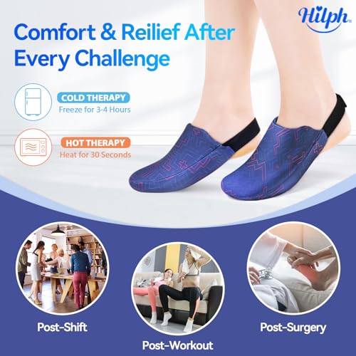 Hilph Ankle Heel Ice Pack Wrap for Plantar Fasciitis with Massage Ball, 1 Pair Foot & Toe Ice Pack Wrap for Broken Toes & Surgery Recovery
